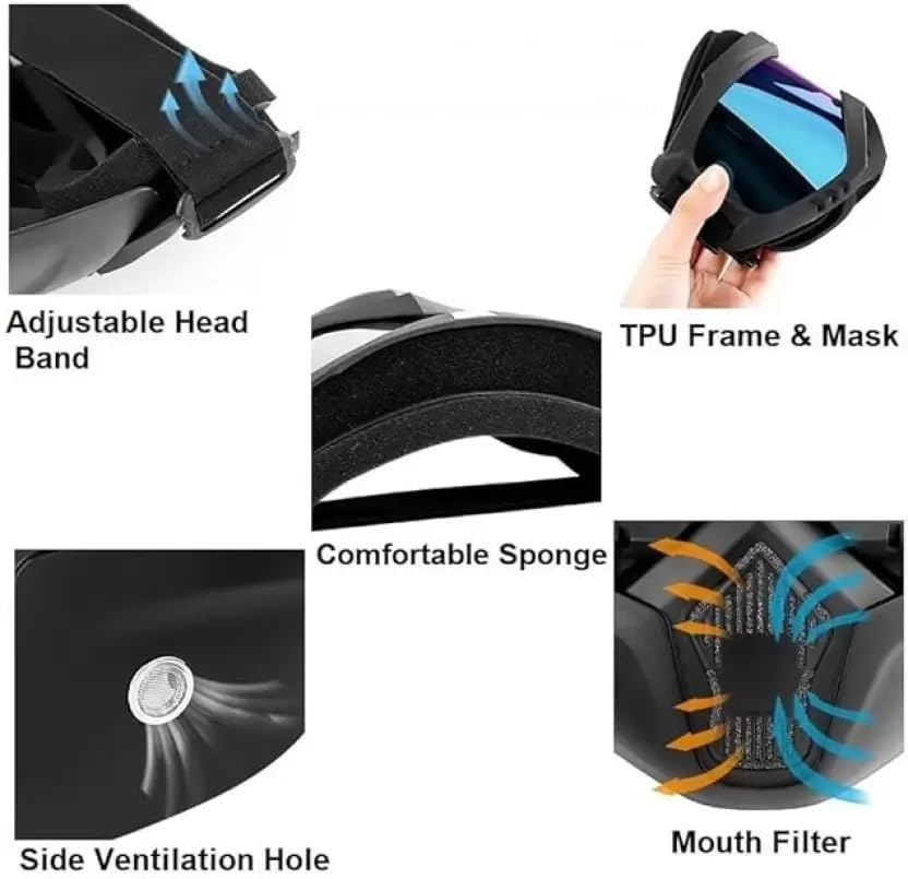 BUY 1 GET 1 FREE - Goggle Mask Anti Scratch UV Protective Open Face & Eyewear Windproof Dirt Shield Adjustable Soft Foam Padded Detachable For Cycling Bike Off Road Racing Riding For Unisex Rainbow GenzVybs